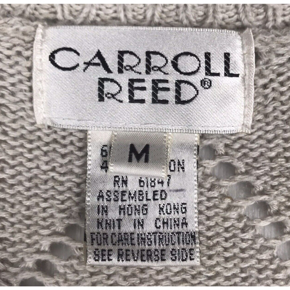Carroll Reed Vintage Sweater V-Neck Open Knit Linen Cotton Blend Tan Size Medium - Picture 6 of 8